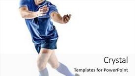  Presentation with rugby - Colorful presentation theme enhanced with one caucasian rugby player man backdrop and a white colored foreground