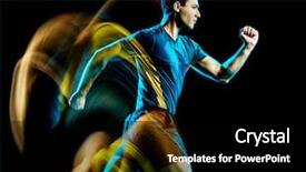  Presentation with trail running runner - Colorful presentation theme enhanced with one caucasian runner running jogger backdrop and a black colored foreground