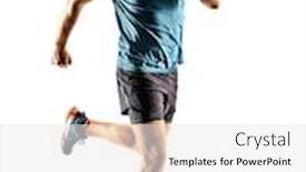  Presentation with trail running runner - Presentation design consisting of one-caucasian-runner-running-jogger background and a white colored foreground