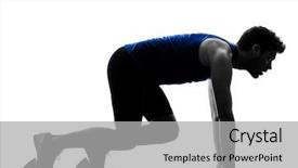  Presentation with athletics - Beautiful presentation design featuring one caucasian runner sprinter running backdrop and a light gray colored foreground