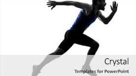  Presentation with running - Audience pleasing presentation design consisting of one caucasian runner sprinter running backdrop and a light gray colored foreground