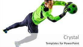  Presentation with shadow - Amazing slide set having one-caucasian-soccer-player-goalkeeper backdrop and a white colored foreground
