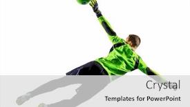 Presentation with shadow - Amazing slide deck having one-caucasian-soccer-player-goalkeeper backdrop and a light gray colored foreground