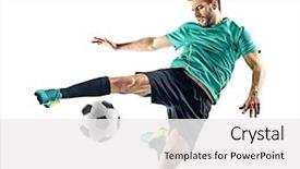  Presentation with soccer - Slide deck consisting of one caucasian soccer player man background and a white colored foreground