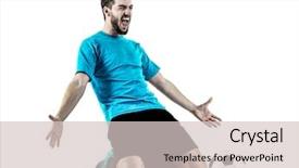  Presentation with soccer - Slide set having one caucasian soccer player man background and a soft green colored foreground