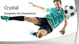  Presentation with soccer - Audience pleasing theme consisting of one caucasian soccer player man backdrop and a pink colored foreground