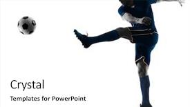  Presentation with soccer - Amazing PPT layouts having one caucasian soccer player man backdrop and a  colored foreground