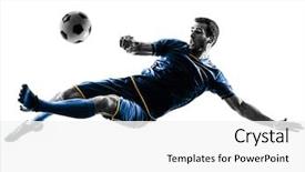  Presentation with soccer - Audience pleasing presentation design consisting of one caucasian soccer player man backdrop and a white colored foreground