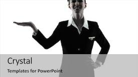  Presentation with cabin - Slide deck enhanced with one caucasian stewardess cabin crew background and a light gray colored foreground