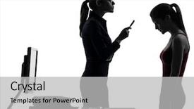  Presentation with parent teacher - Cool new slide deck with one caucasian teacher woman mother backdrop and a light gray colored foreground