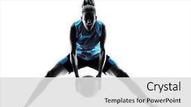  Presentation with basketball - Presentation theme consisting of one caucasian woman basketball player background and a light gray colored foreground