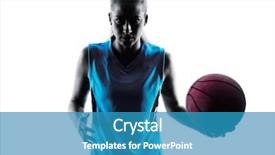  Presentation with basketball - Presentation theme consisting of one caucasian woman basketball player background and a teal colored foreground
