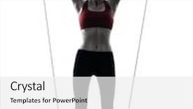  Presentation with one young man exercising handball - Slide set having one caucasian woman exercising elastic gymstick in silhouette studio isolated on white background background and a white colored foreground