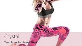  Presentation with cardio - Amazing theme having one caucasian woman exercising fitness cardio boxing pilates excercises in studio isolated on white background backdrop and a coral colored foreground