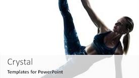  Presentation with pilates - Slide deck enhanced with one caucasian woman exercising fitness pilates excercises in silhouette isolated on white background background and a white colored foreground