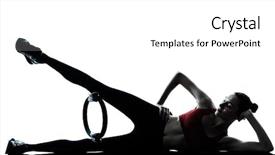  Presentation with sad woman silhouette - PPT layouts consisting of one caucasian woman exercising pilates background and a white colored foreground