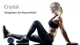  Presentation with pilates - PPT theme featuring one caucasian woman exercising pilates fitness foam roller exercises isolated silhouette on white background background and a white colored foreground