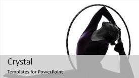  Presentation with gymnastics - Audience pleasing slide deck consisting of gymnastique - one caucasian woman exercising rhythmic backdrop and a light gray colored foreground