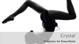  Presentation with rhythmic gymnastics gymnastics - Slide deck enhanced with one-caucasian-woman-exercising-rhythmic background and a light gray colored foreground