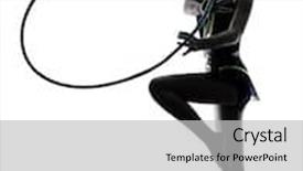  Presentation with rhythmic gymnastics gymnastics - Presentation design with one-caucasian-woman-exercising-rhythmic background and a light gray colored foreground