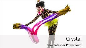  Presentation with circus - Slides with one caucasian woman harlequin circus background and a white colored foreground