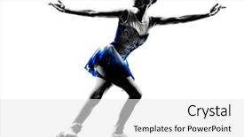  Presentation with skating - Cool new presentation theme with one caucasian woman ice skater backdrop and a white colored foreground