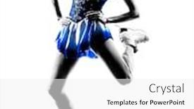  Presentation with skating - Colorful slides enhanced with one caucasian woman ice skater skating in silhouette on white background backdrop and a white colored foreground