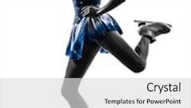  Presentation with skating - Colorful presentation enhanced with one caucasian woman ice skater skating in silhouette on white background backdrop and a light gray colored foreground