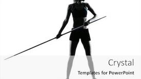 Presentation with sad woman silhouette - Amazing presentation design having one caucasian woman javelin thrower in silhouette isolated white background backdrop and a white colored foreground