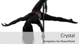  Presentation with pole - Beautiful PPT theme featuring one caucasian woman pole dancer backdrop and a light gray colored foreground