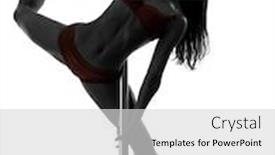  Presentation with pole - Presentation design featuring one caucasian woman pole dancer dancing in silhouette studio isolated on white background background and a light gray colored foreground