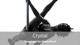  Presentation with pole - Amazing presentation theme having one caucasian woman pole dancer dancing in silhouette studio isolated on white background backdrop and a gray colored foreground