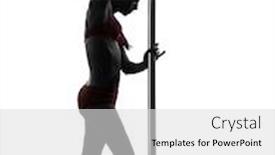  Presentation with pole - Slides having one caucasian woman pole dancer dancing in silhouette studio isolated on white background background and a light gray colored foreground