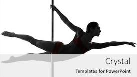  Presentation with pole - Colorful PPT theme enhanced with one caucasian woman pole dancer backdrop and a white colored foreground