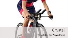  Presentation with triathlon - Slide set featuring one-caucasian-woman-practicing-triathlon background and a light gray colored foreground