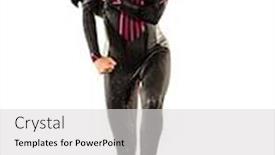  Presentation with triathlon - Audience pleasing PPT theme consisting of one-caucasian-woman-practicing-triathlon backdrop and a light gray colored foreground