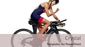  Presentation with triathlon - Slide deck with one-caucasian-woman-practicing-triathlon background and a light gray colored foreground
