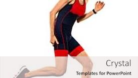  Presentation with ironman - PPT theme having one-caucasian-woman-practicing-triathlon background and a lemonade colored foreground