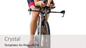  Presentation with triathlon - Audience pleasing slides consisting of one-caucasian-woman-practicing-triathlon backdrop and a light gray colored foreground