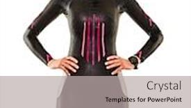  Presentation with ironman - Theme featuring one-caucasian-woman-practicing-triathlon background and a light gray colored foreground