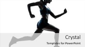  Presentation with woman runner - PPT theme featuring one caucasian woman runner jogger background and a white colored foreground