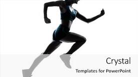  Presentation with woman runner - Beautiful slide set featuring one caucasian woman runner jogger backdrop and a white colored foreground
