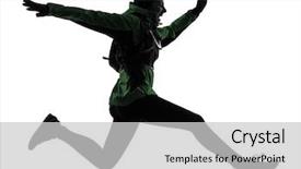  Presentation with running - Audience pleasing presentation theme consisting of one caucasian woman runner running backdrop and a light gray colored foreground