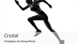  Presentation with health woman running female runner - Audience pleasing theme consisting of one caucasian woman runner running backdrop and a white colored foreground