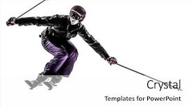  Presentation with skiing - Presentation design consisting of one caucasian woman skier skiing background and a white colored foreground