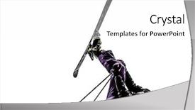  Presentation with skiing - Presentation design enhanced with one caucasian woman skier skiing background and a  colored foreground