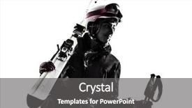  Presentation with sad woman silhouette - Colorful PPT theme enhanced with one caucasian woman skier skiing backdrop and a  colored foreground