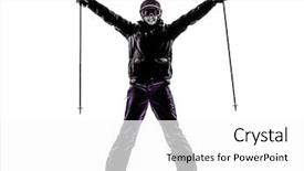  Presentation with skiing - Presentation having carpet large window with curtain background and a dark gray colored foreground.