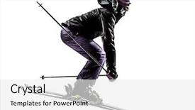  Presentation with sad woman silhouette - Presentation theme enhanced with one caucasian woman skier skiing background and a white colored foreground