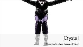  Presentation with skiing - Audience pleasing presentation theme consisting of one caucasian woman skier skiing backdrop and a  colored foreground